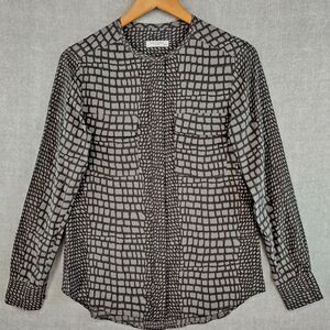 EUC Equipment Femme Geometric Crocodile Print Classic Silk Button Up Medium